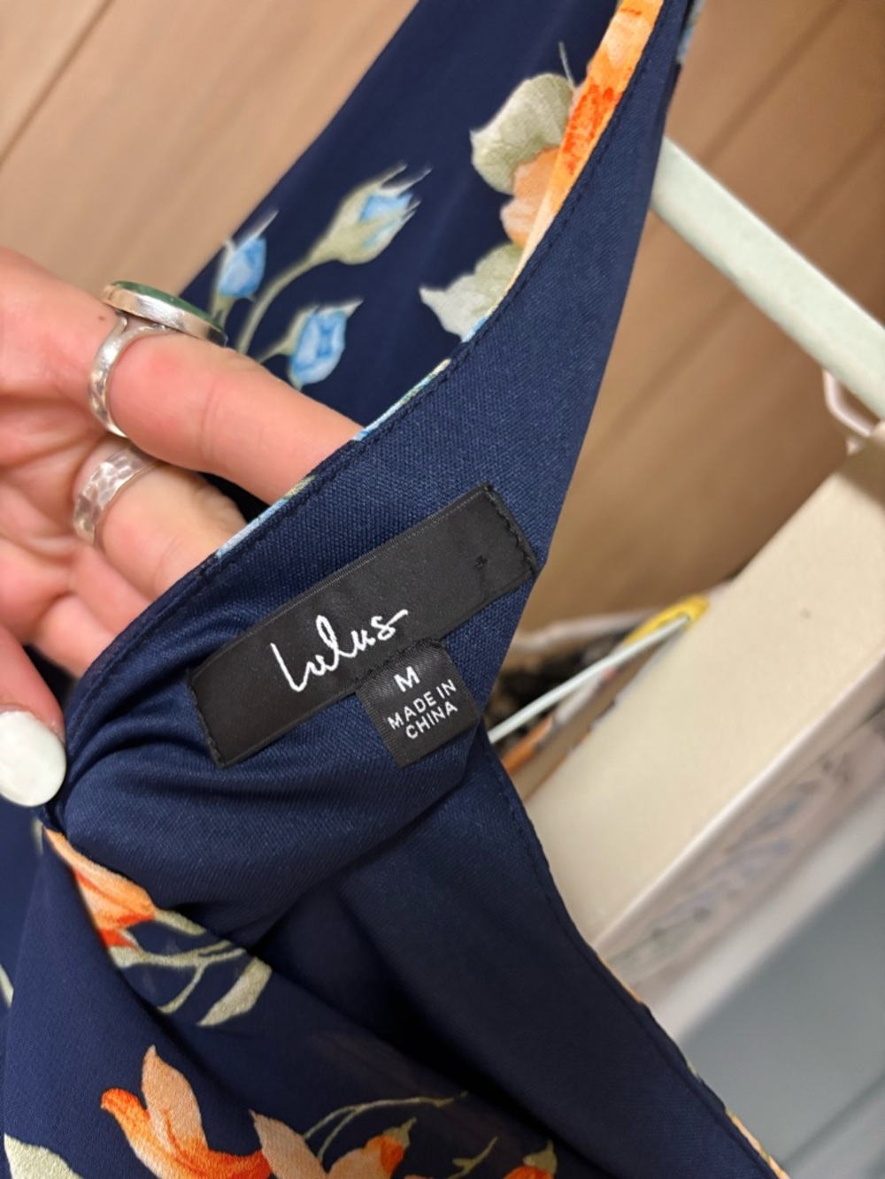 Lulus Navy Floral Dress - Navy with Orange & Green Floral